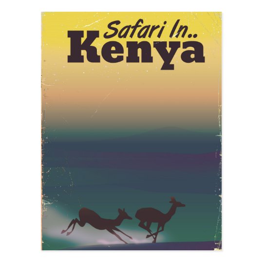 Safari in Kenya vacation poster Postcard
