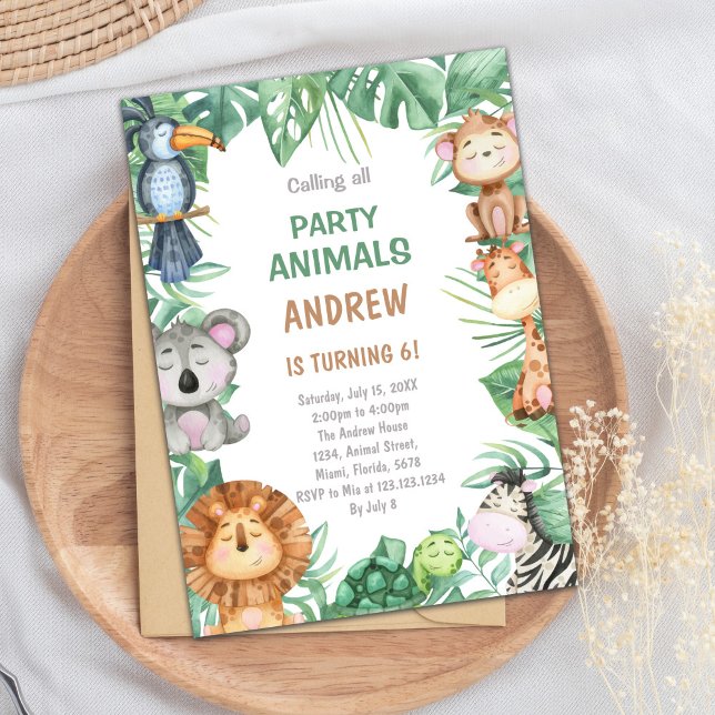 Safari Invitation, Animals Invitation, Jungle Invitation (Jungle Birthday Invitations)