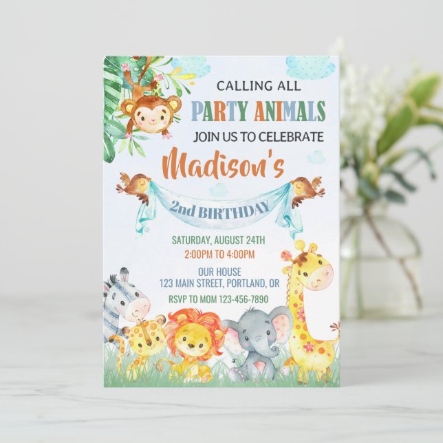 Safari invitation anniversaire Deux invitation sau (Debout devant)