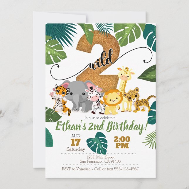 Safari Invitation for 2nd Birthday (Front)