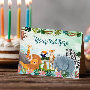 Safari jungle animal Birthday Food Tent  Place Card