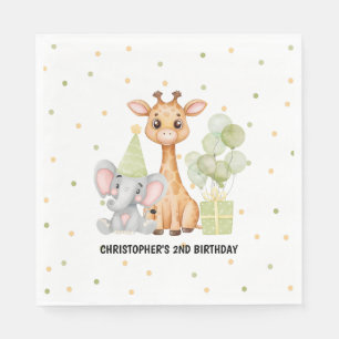 Safari Jungle Animal Green Boys Birthday  Napkin