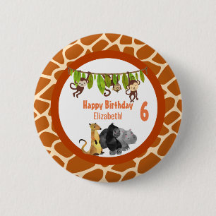 Safari Jungle Animal Theme Birthday 2 Inch Round Button