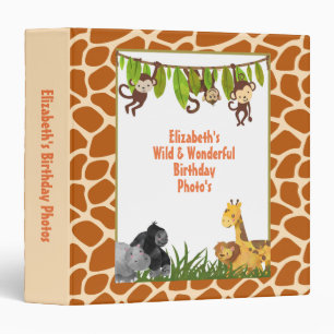 Safari Jungle Animal Theme Birthday Photo Binder