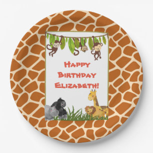 Safari Jungle Animal Theme Happy Birthday Paper Plate