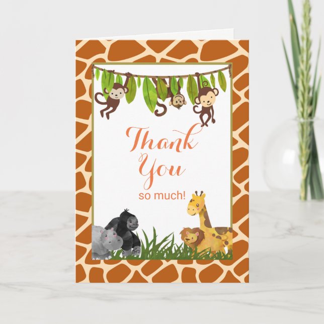 Safari Jungle Animal Theme Thank You (Front)