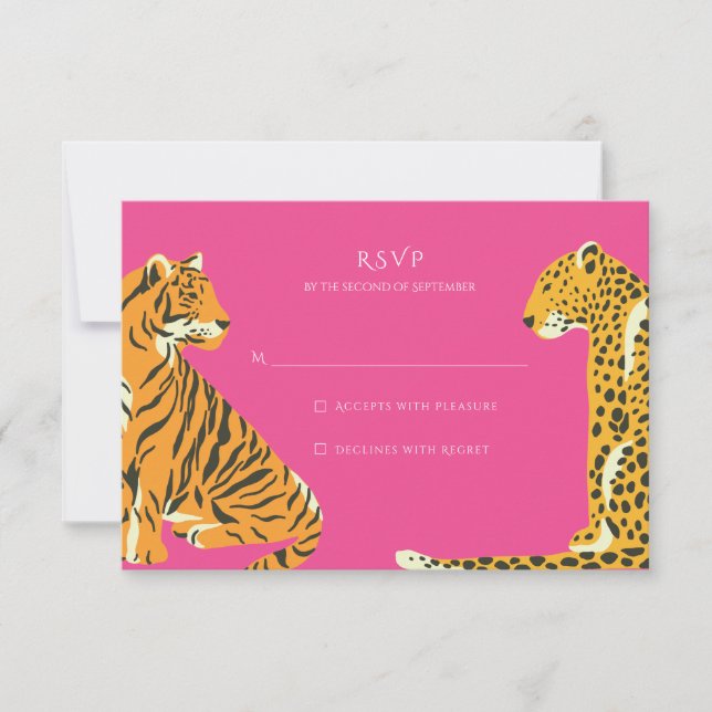 Safari Jungle Animal Wedding RSVP Card (Front)