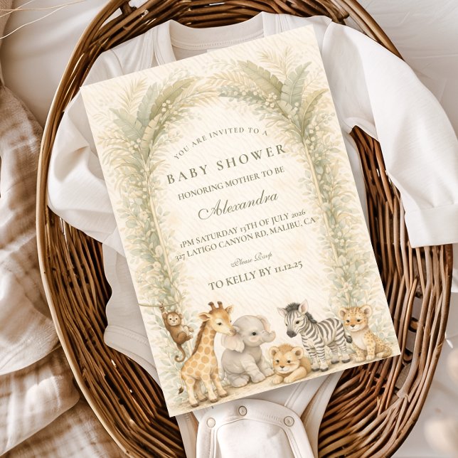 Safari Jungle Animals Arch Baby Shower Invitation (Creator Uploaded)