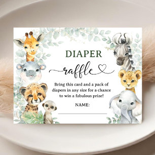 Safari Jungle Animals Baby Shower Diaper Raffle Enclosure Card