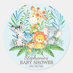 Safari Jungle Animals Baby Shower Favour Sticker
