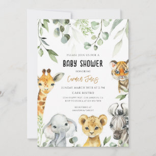 Safari Jungle Animals Baby Shower Invitation