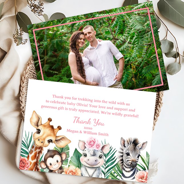 Safari Jungle Animals Baby Shower Photo Thank You  (Safari Baby Shower)