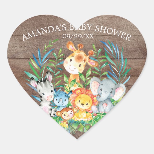 Safari Jungle Animals Baby Shower Sticker (Front)
