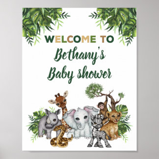Safari Jungle Animals Baby Shower Welcome Sign