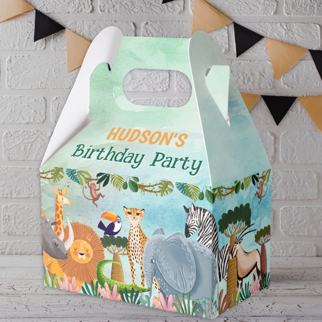 Safari jungle animals birthday custom favor box (Creator Uploaded)