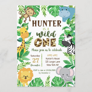 Safari Jungle Animals Birthday Invitations