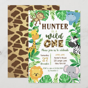 Safari Jungle Animals Birthday Invitations