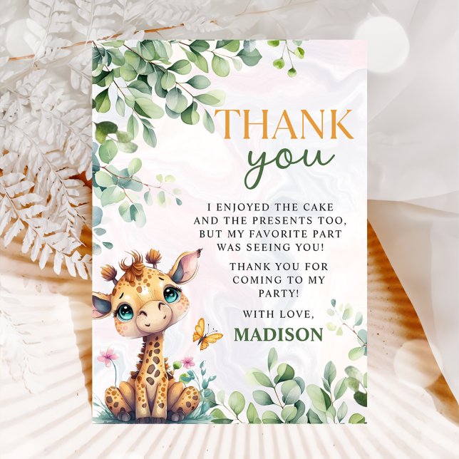 Safari Jungle Animals Birthday Thank You Card (Creator Uploaded)
