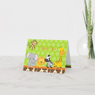 Safari Jungle Animals Folded Thank You Note Cards