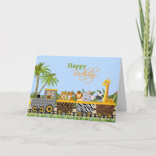 Safari Jungle Animals in Train Greeting Card