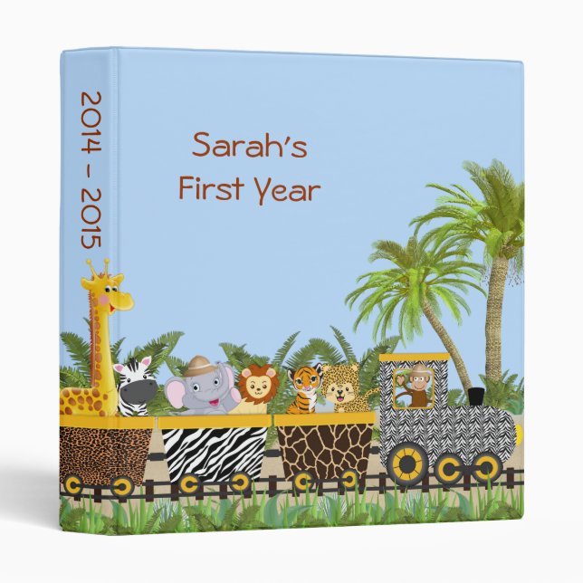 Safari Jungle Animals in Train Photo Album Binders (Front/Spine)