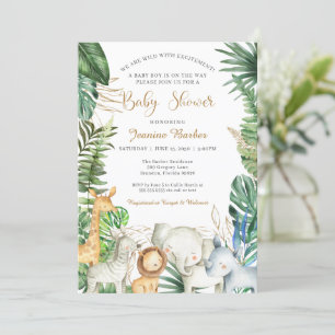 Safari Jungle Animals Wild Excitement Baby Shower Invitation