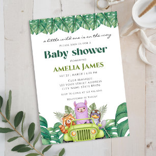 Safari Jungle Animals wild one boy Baby Shower  Invitation