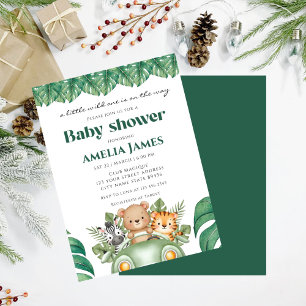 Safari Jungle Animals wild one boy Baby Shower  Invitation