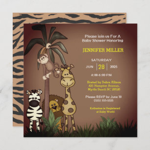 Safari Jungle Animaux Baby shower Invitation