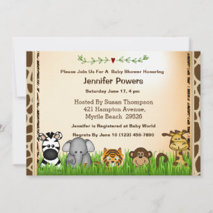 Safari Jungle Animaux Baby shower Invitation