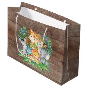 safari Jungle Animaux Baby shower Sac cadeau