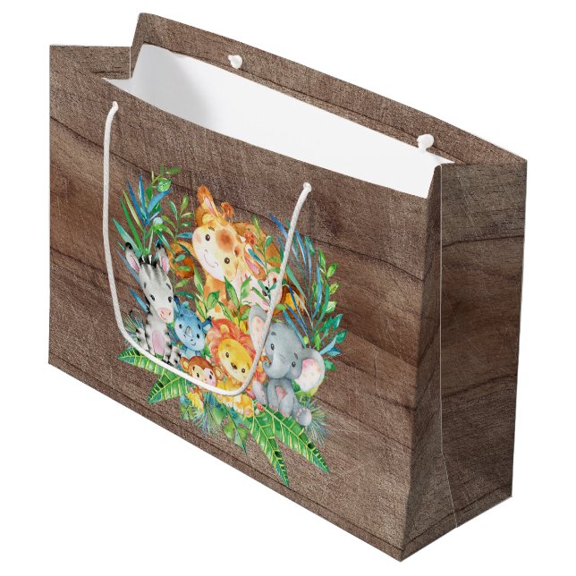 safari Jungle Animaux Baby shower Sac cadeau (Devant Angle)
