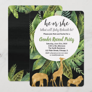 Safari jungle animaux genre révéler invitation