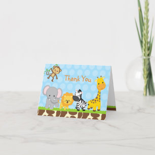 Safari Jungle Animaux pliés Merci Cartes de notes