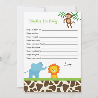 Safari Jungle Animaux Voeux pour Baby Advice Carte