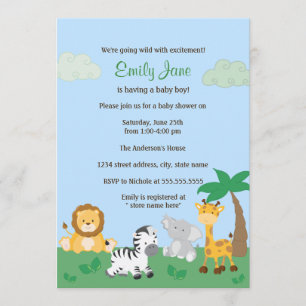 Safari Jungle Baby Boy Shower Invitation