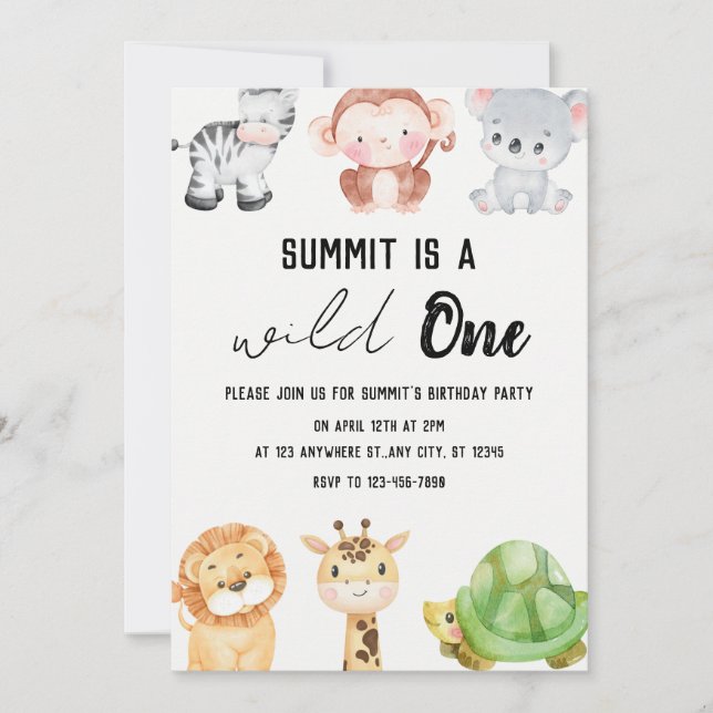 Safari Jungle Baby Invite (Front)