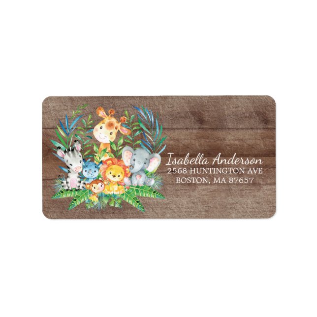 Safari Jungle Baby Shower Address Label (Front)