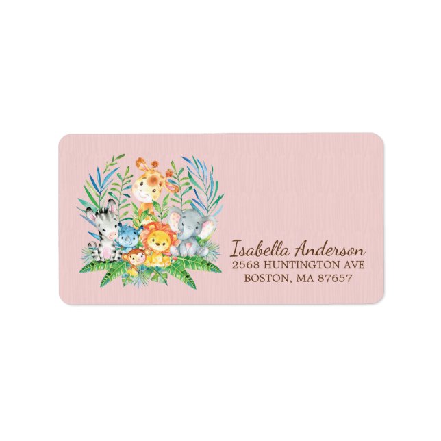 Safari Jungle Baby Shower Address Label (Front)