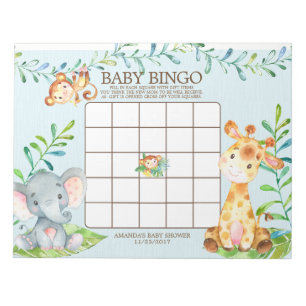 Safari Jungle Baby shower Bingo Jeu Bloc-notes