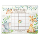 Safari Jungle Baby shower Bingo Jeu Bloc-notes