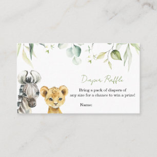 Safari Jungle Baby Shower Diaper Raffle Business Card