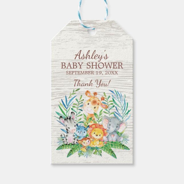 Safari Jungle Baby Shower Favour Gift Tag (Front)