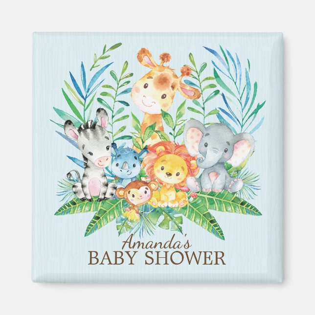 Safari Jungle Baby Shower Favour Magnet (Front)