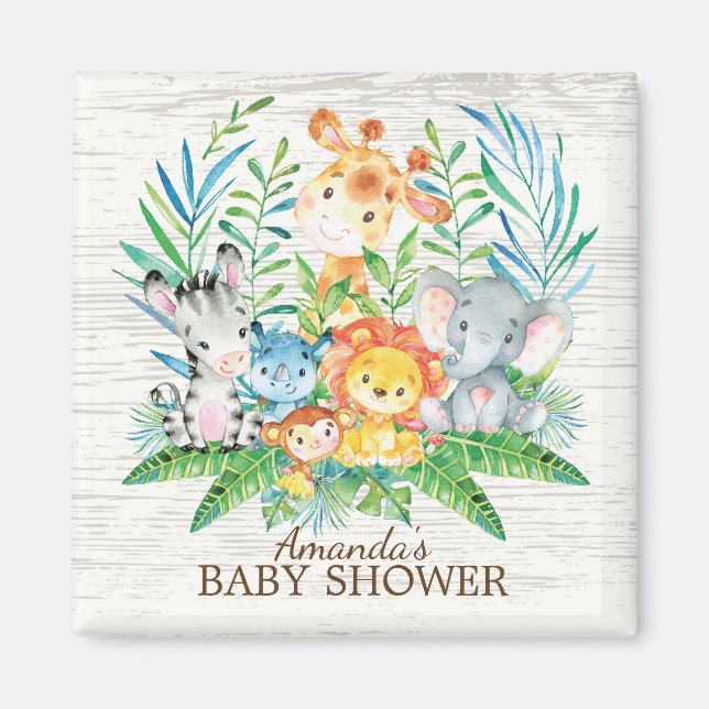 Safari Jungle Baby Shower Favour Magnet (Front)