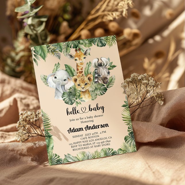 Safari Jungle Baby Shower Invitation – Cute Animal (Creator Uploaded)
