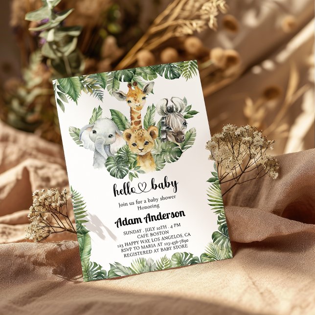 Safari Jungle Baby Shower Invitation – Cute Animal (Creator Uploaded)