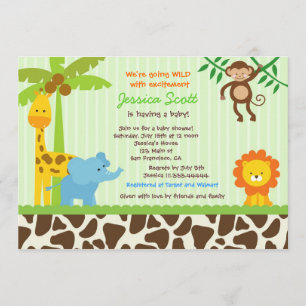 Safari Jungle Baby Shower Invitations