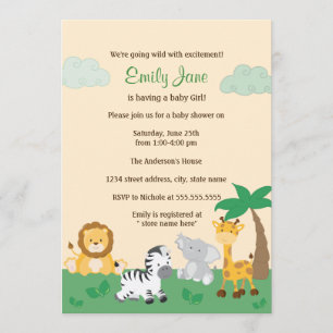 Safari Jungle Baby shower neutre Invitation