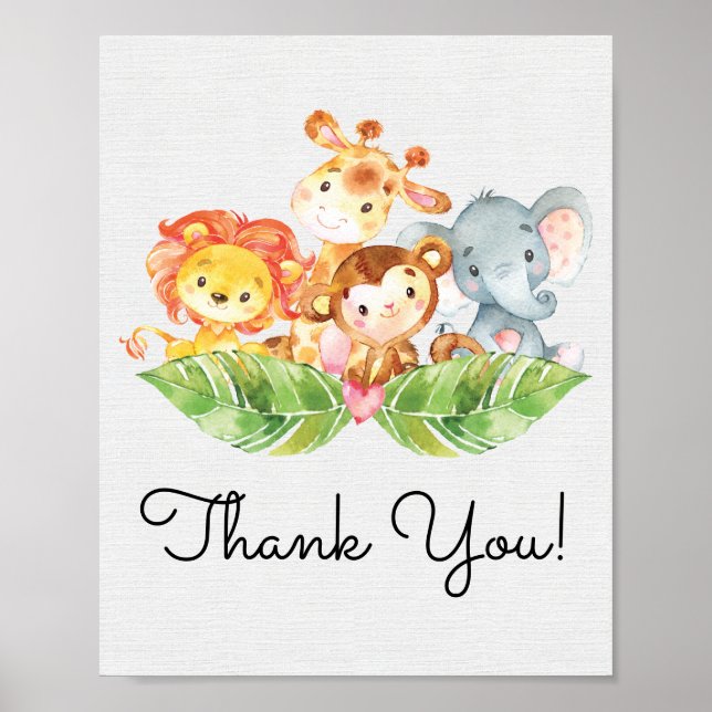 Safari Jungle Baby Shower Sign (Front)